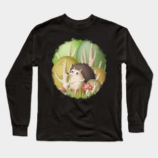 Cute hedgehog in forest Long Sleeve T-Shirt